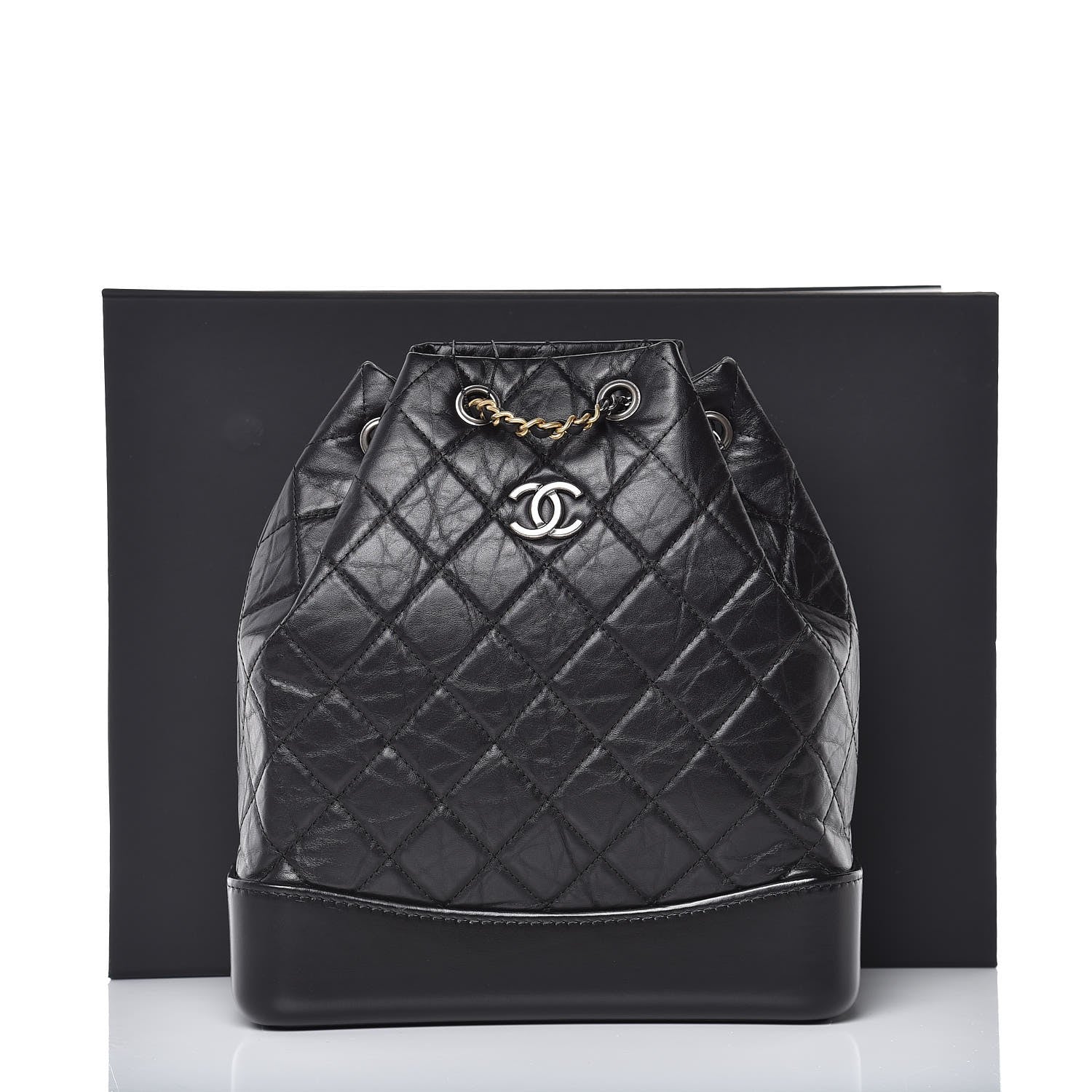 Chanel Aged Calfskin Quilted Gabrielle Backpack Black 8 of 8