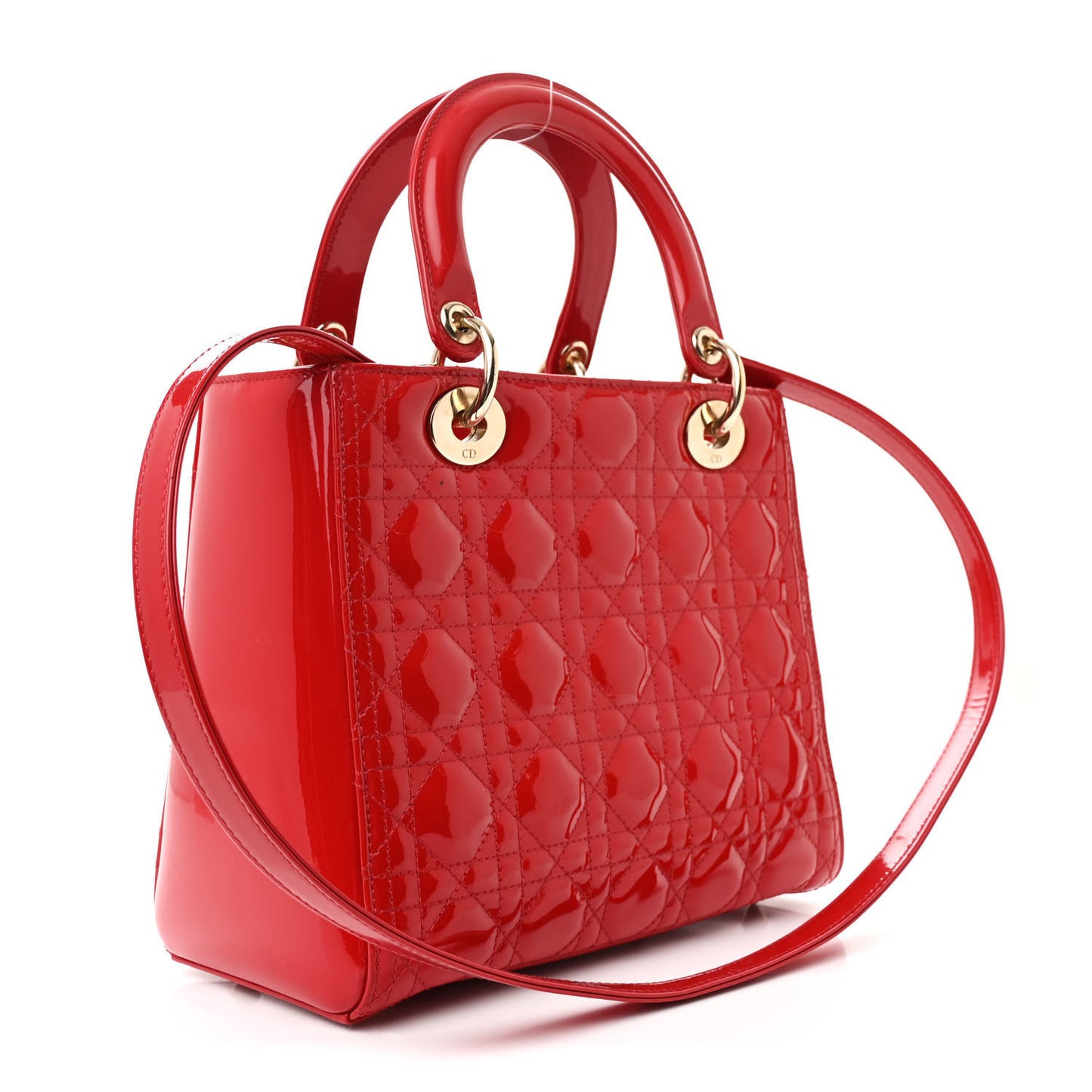 Patent Cannage Medium Lady Dior Red