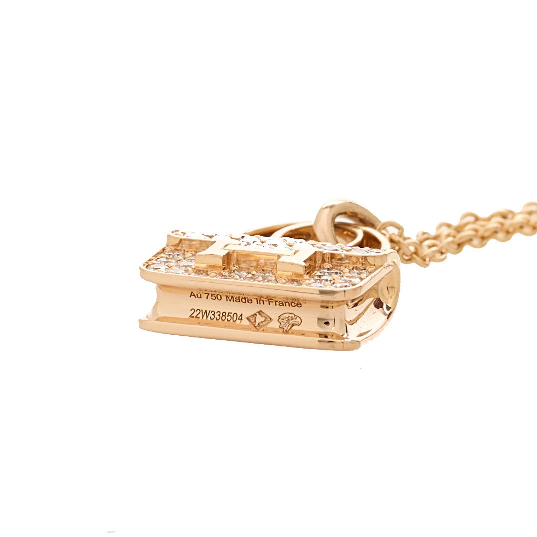 Hermes 18K Rose Gold Diamond Constance Amulettes Pendant Necklace 6 of 7