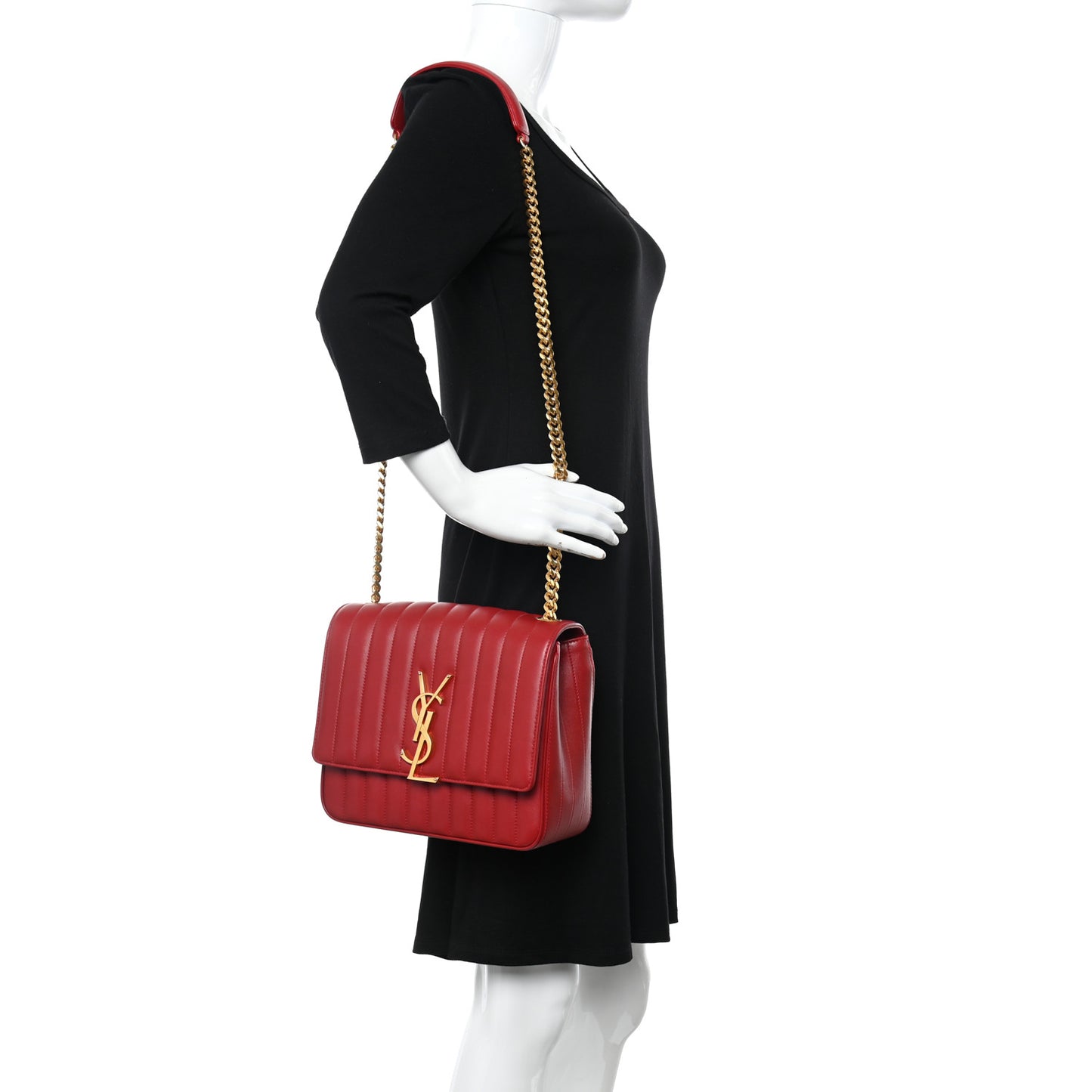 Lambskin Matelasse Monogram Large Vicky Chain Bag Rouge Eros