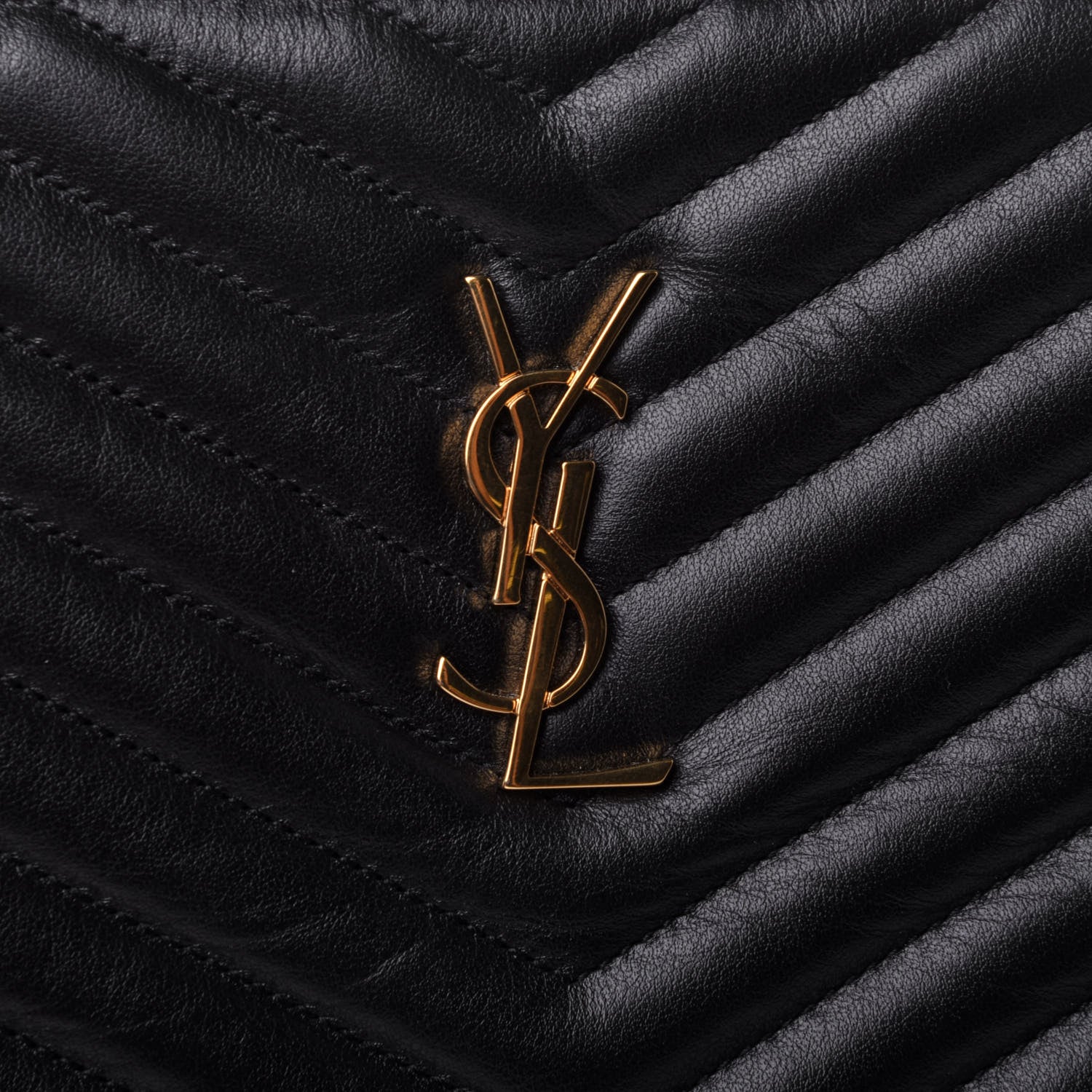 Saint Laurent Calfskin Matelasse Chevron Monogram Document Holder Black 10 of 10