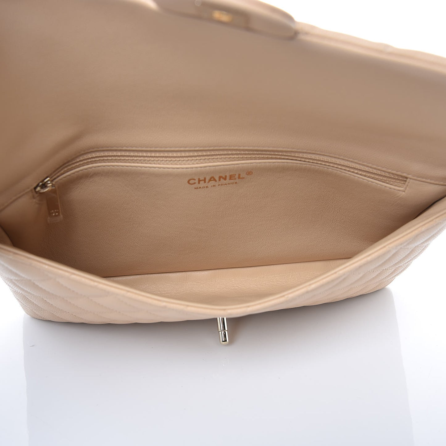 Caviar Quilted Flap Clutch Beige