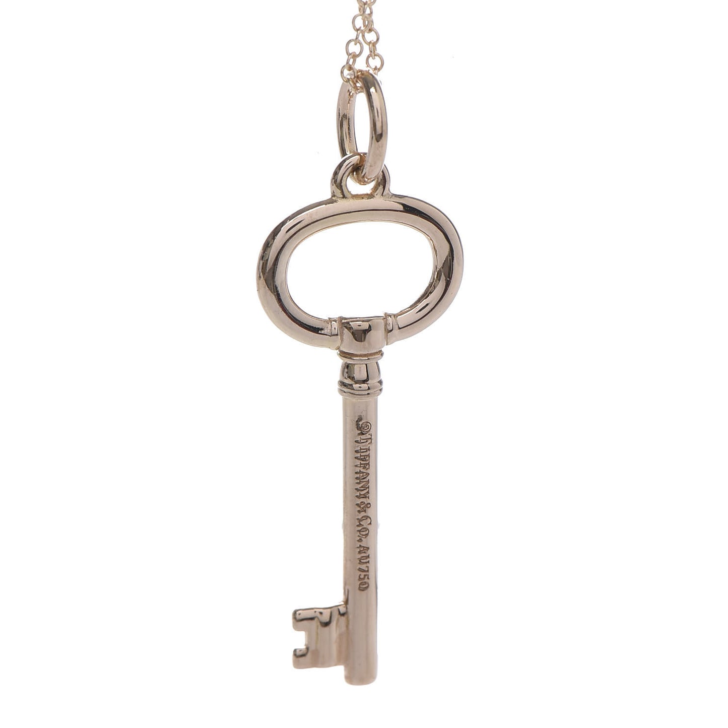 18K Rose Gold Small Oval Key Pendant Necklace