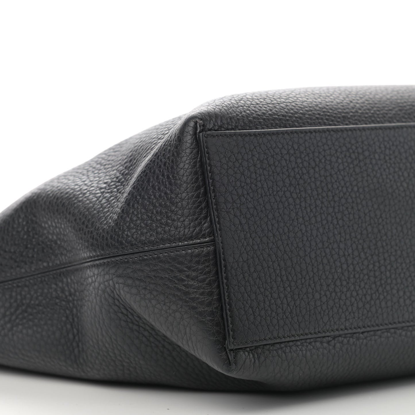 Grained Calfskin Rockstud Shoulder Tote Black