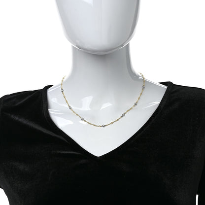 Roberto Coin 18K Yellow White Gold Diamond By the Inch Seven Station Dog Bone Necklace 2 of 6