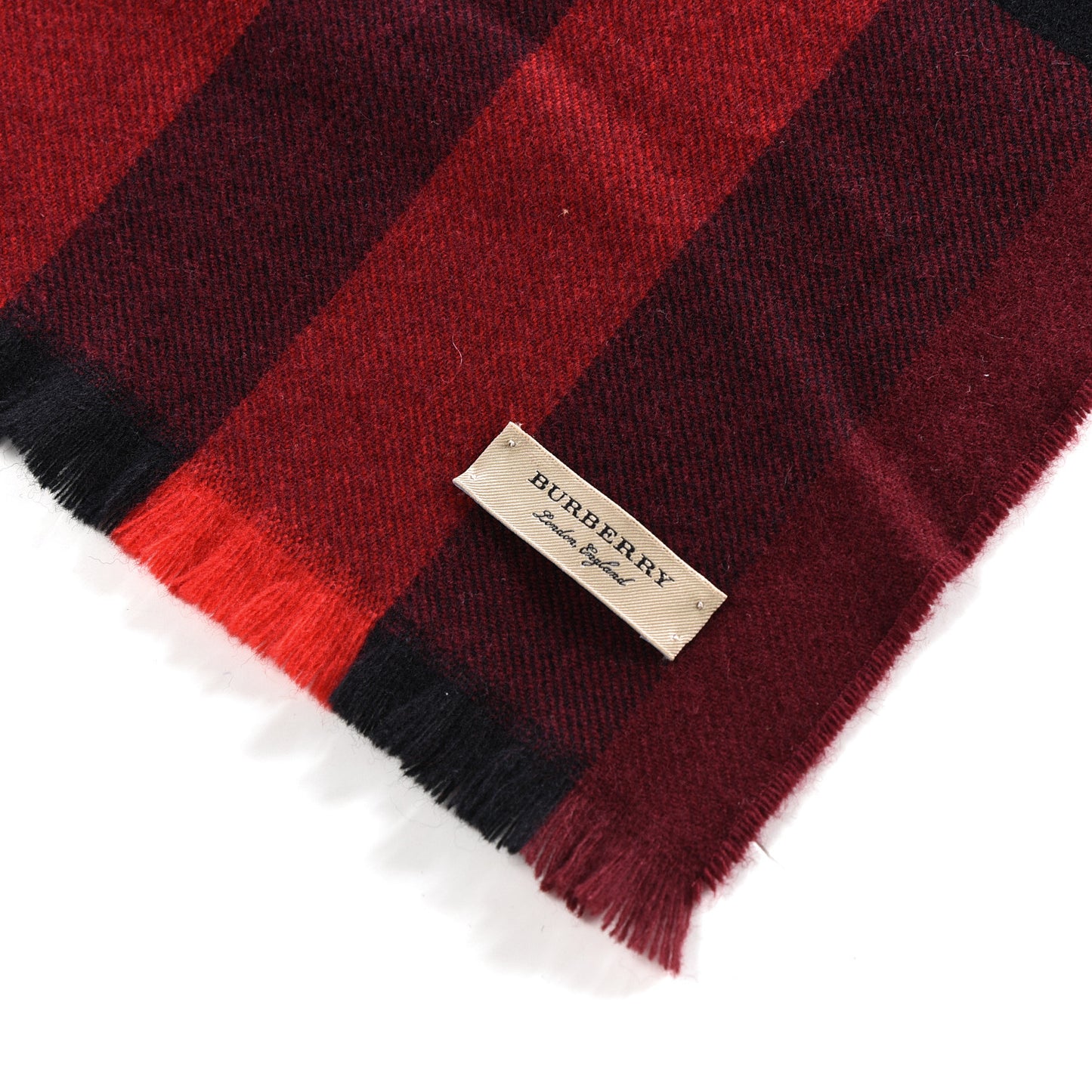 Wool Cashmere Giant Exploded Check Fringe Scarf Claret