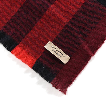 Burberry Wool Cashmere Giant Exploded Check Fringe Scarf Claret 3 of 5