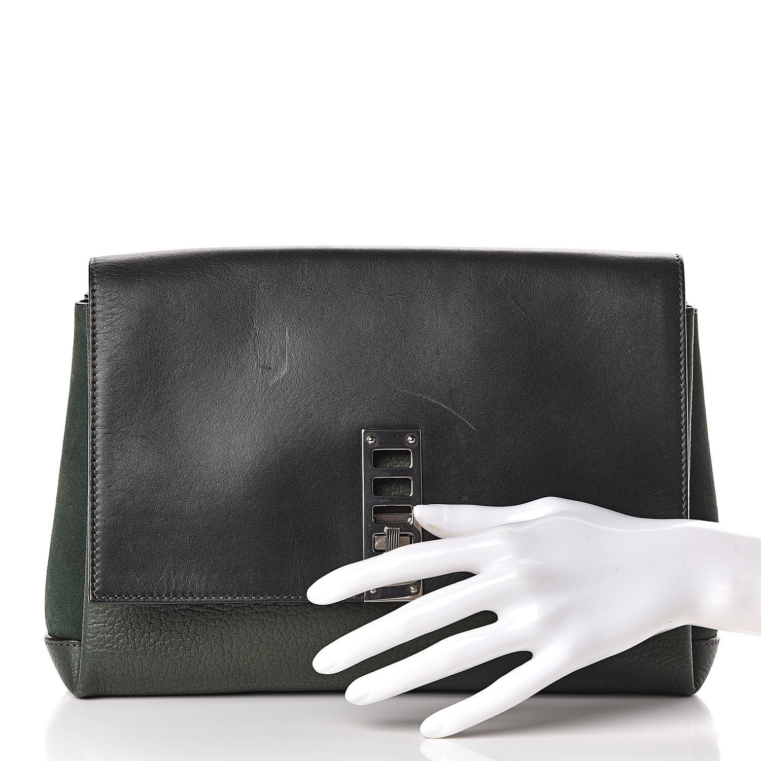 Proenza Schouler Ciclone Pebbled Calfskin Suede PS Elliot Clutch Dark Military 2 of 13
