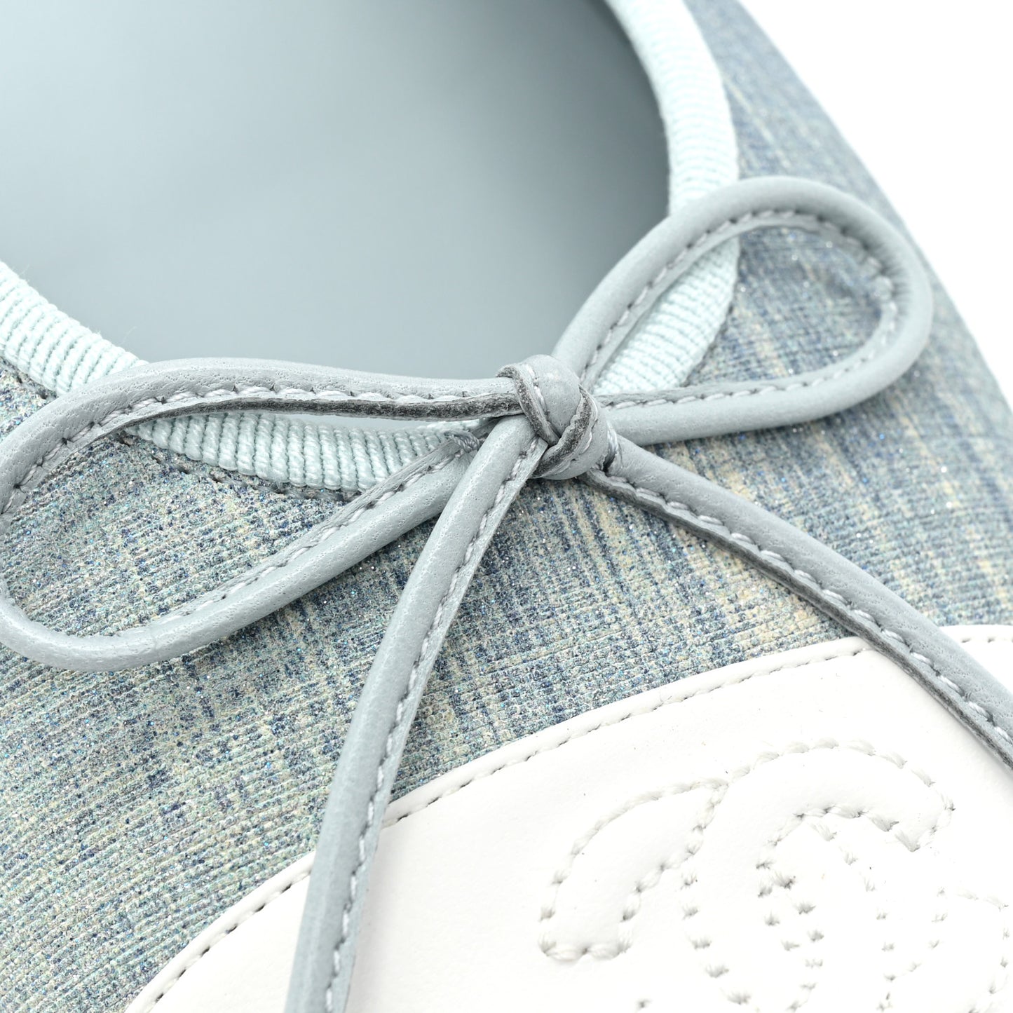 Denim Lambskin CC Cap Toe Ballerina Flats 41 Light Blue