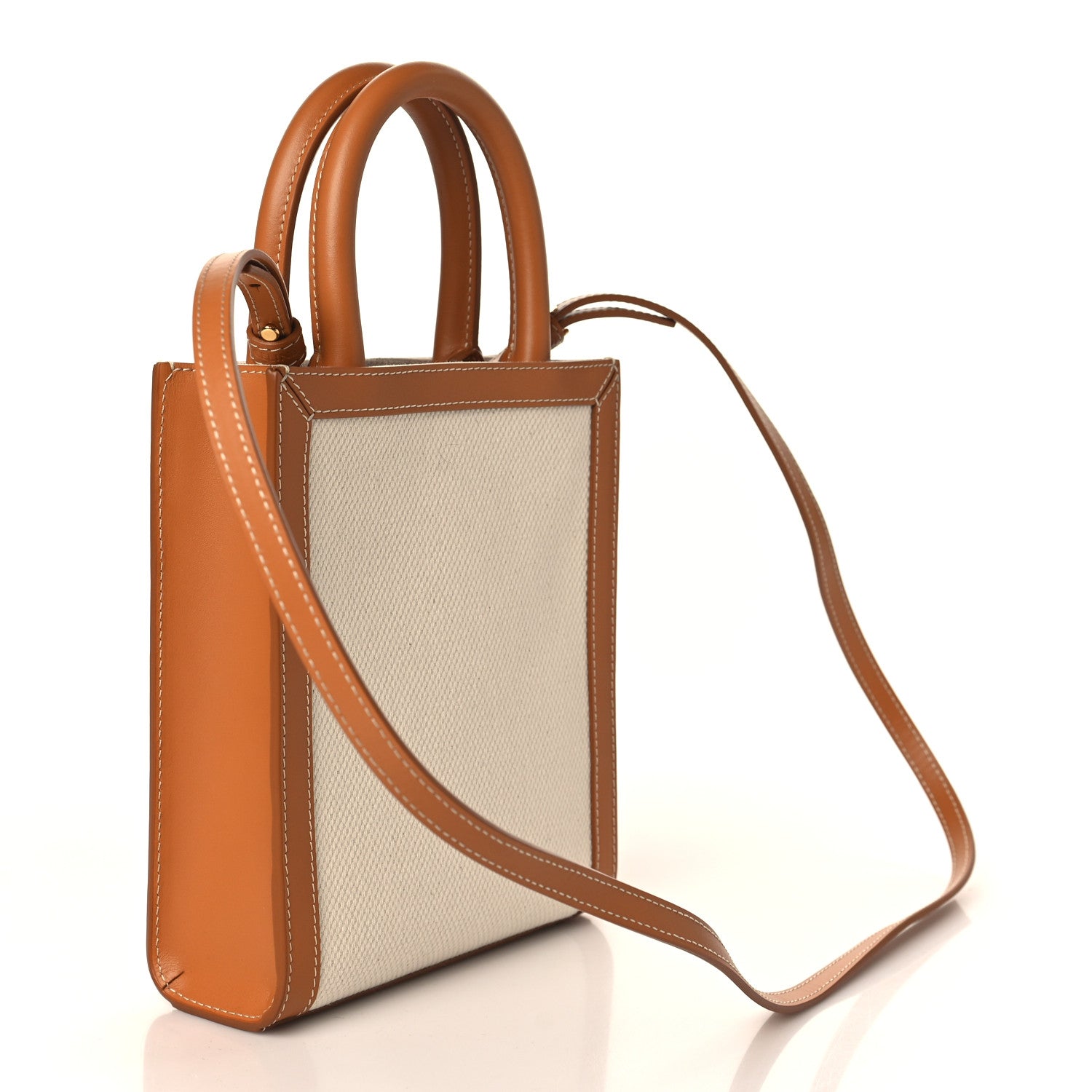 Celine Canvas Calfskin Mini Vertical Cabas Natural Tan 3 of 7