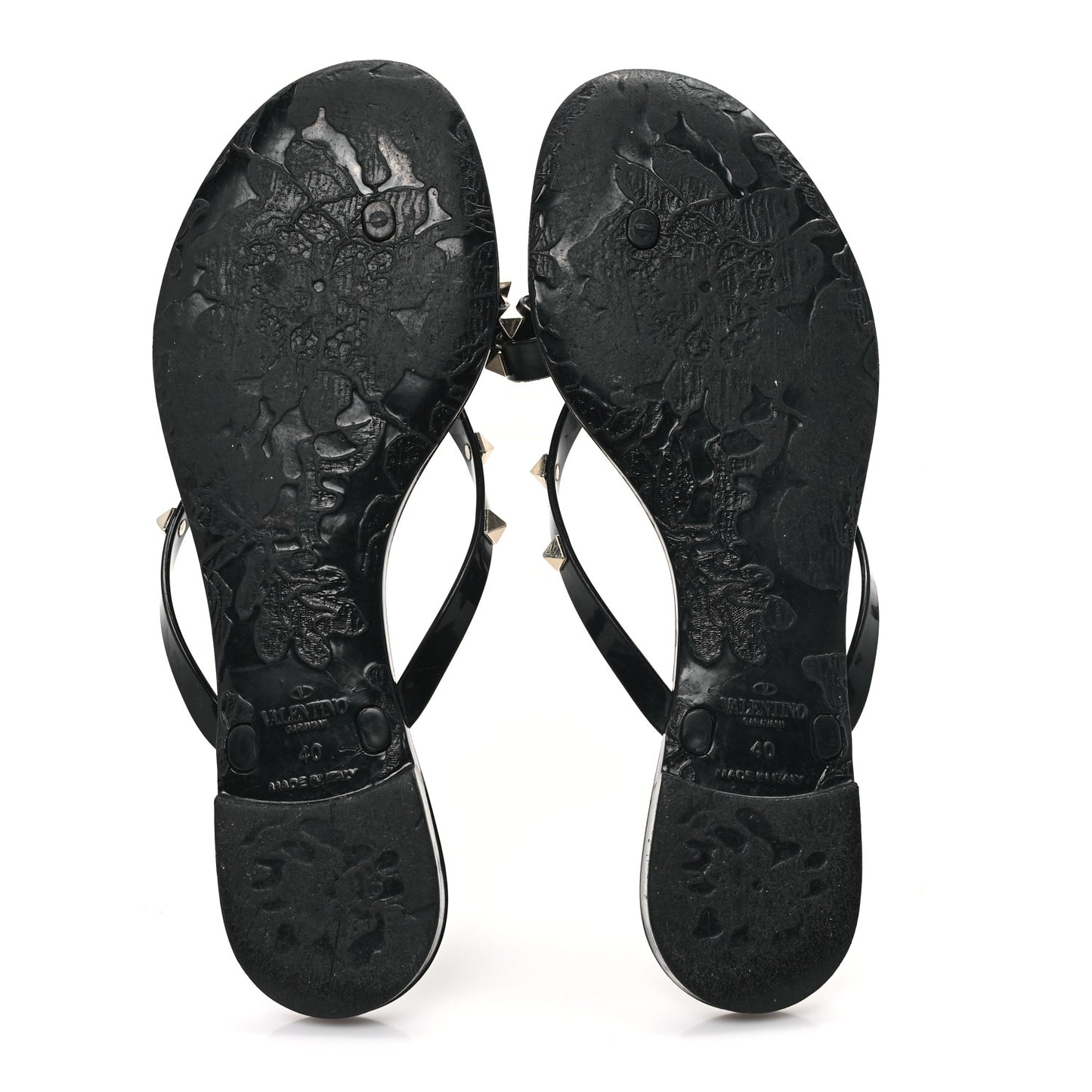 PVC Jelly Rockstud Bow Thong Sandals 40 Black