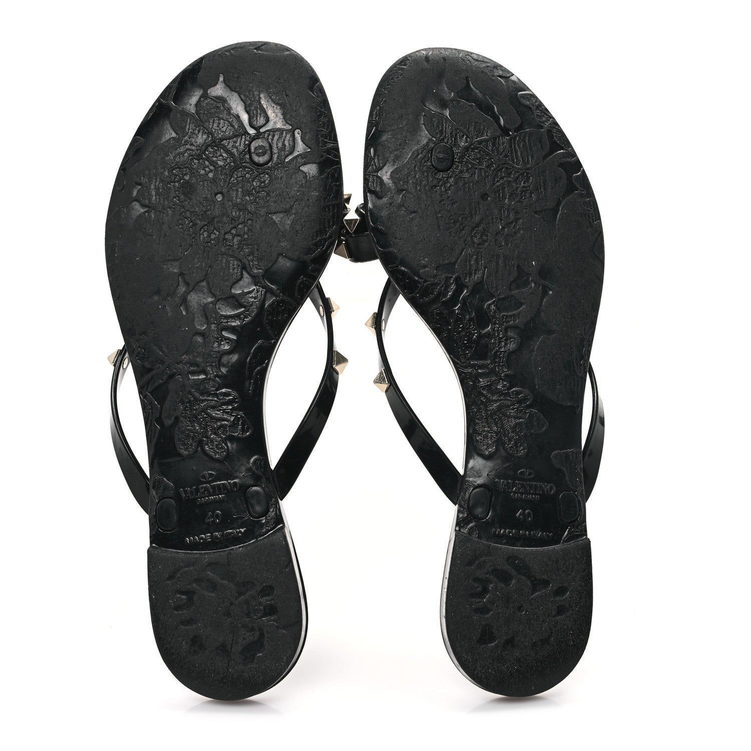Valentino Garavani PVC Jelly Rockstud Bow Thong Sandals 40 Black 6 of 8