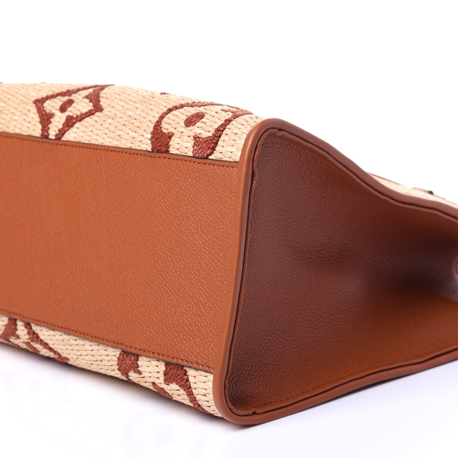 Louis Vuitton Raffia Calfskin Monogram Giant Onthego MM Tan 9 of 13
