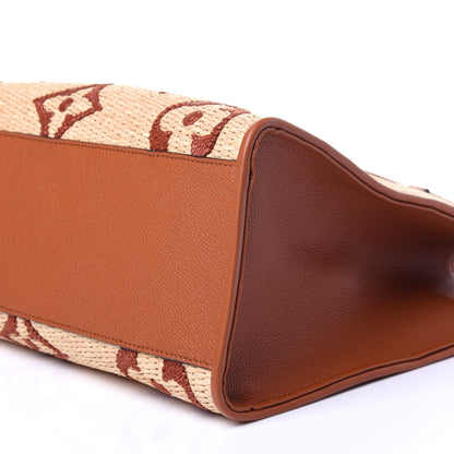 Louis Vuitton Raffia Calfskin Monogram Giant Onthego MM Tan 9 of 13