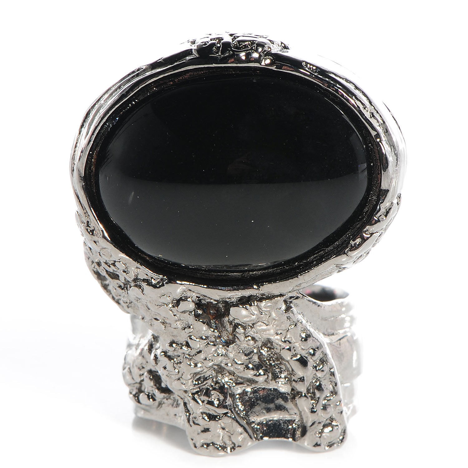 Saint Laurent Arty Ovale Ring Silver Black 8 1 of 6