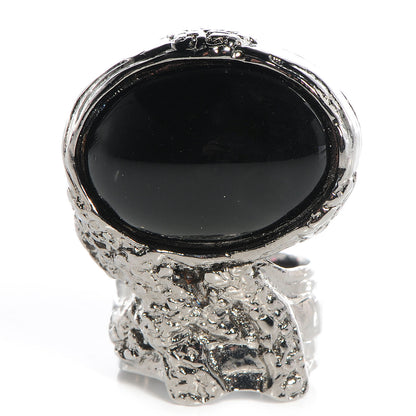 Saint Laurent Arty Ovale Ring Silver Black 8 1 of 6