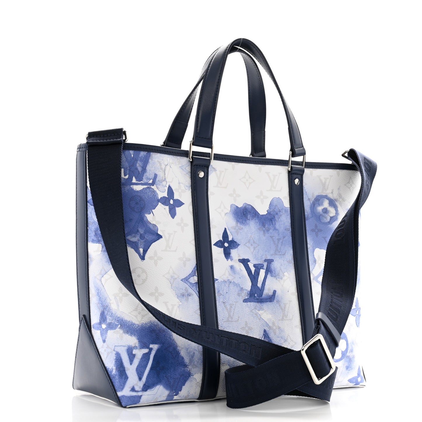Monogram Watercolor Weekend Tote PM Blue