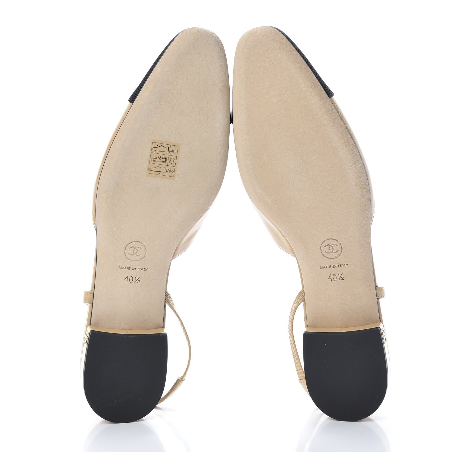 Chanel Goatskin Grosgrain Cap Toe CC Slingback Sandals 40.5 Beige Black 5 of 8