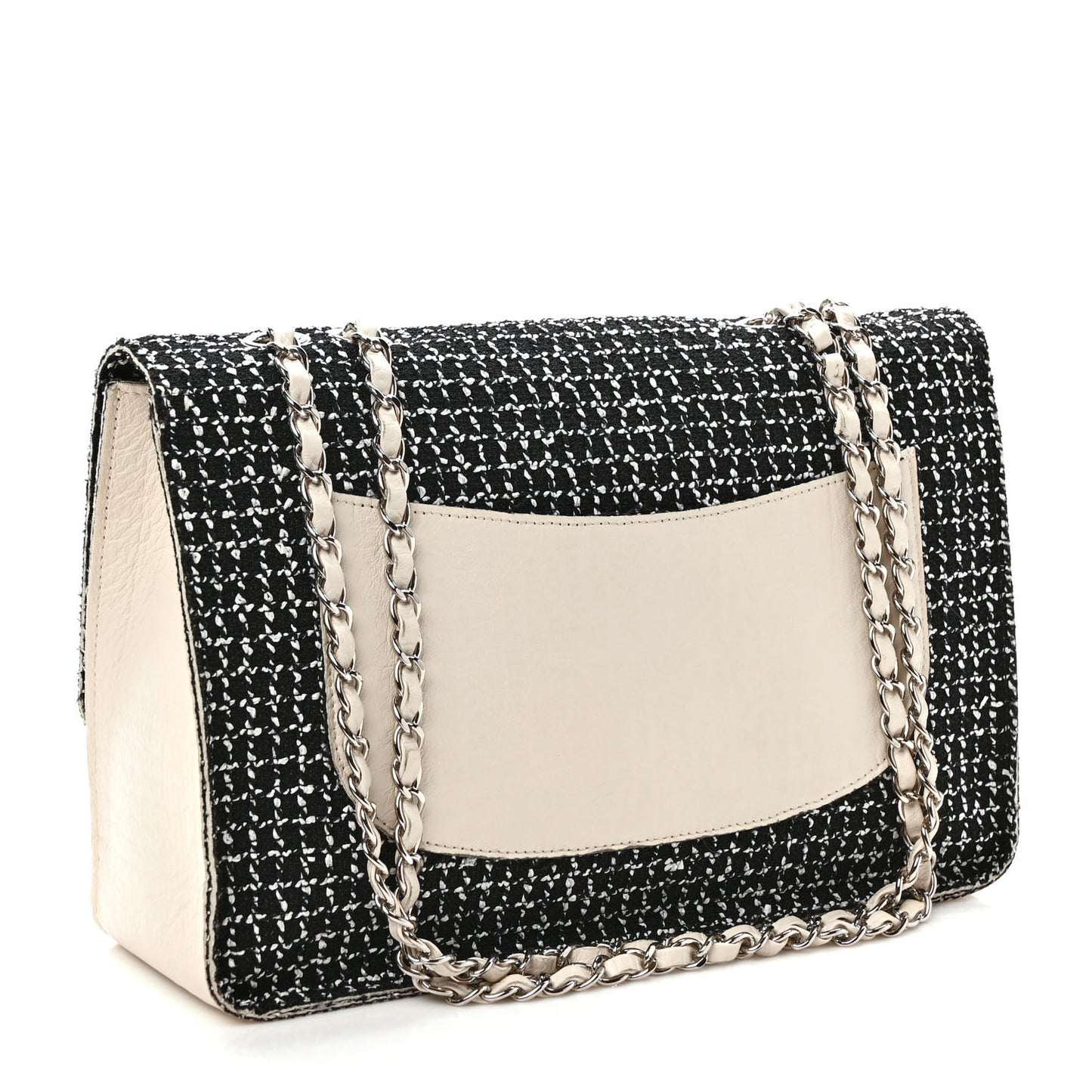 Tweed Jumbo Single Flap Black Ivory