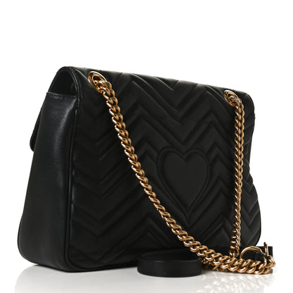 Gucci Calfskin Matelasse Medium GG Marmont Shoulder Bag Black 3 of 12