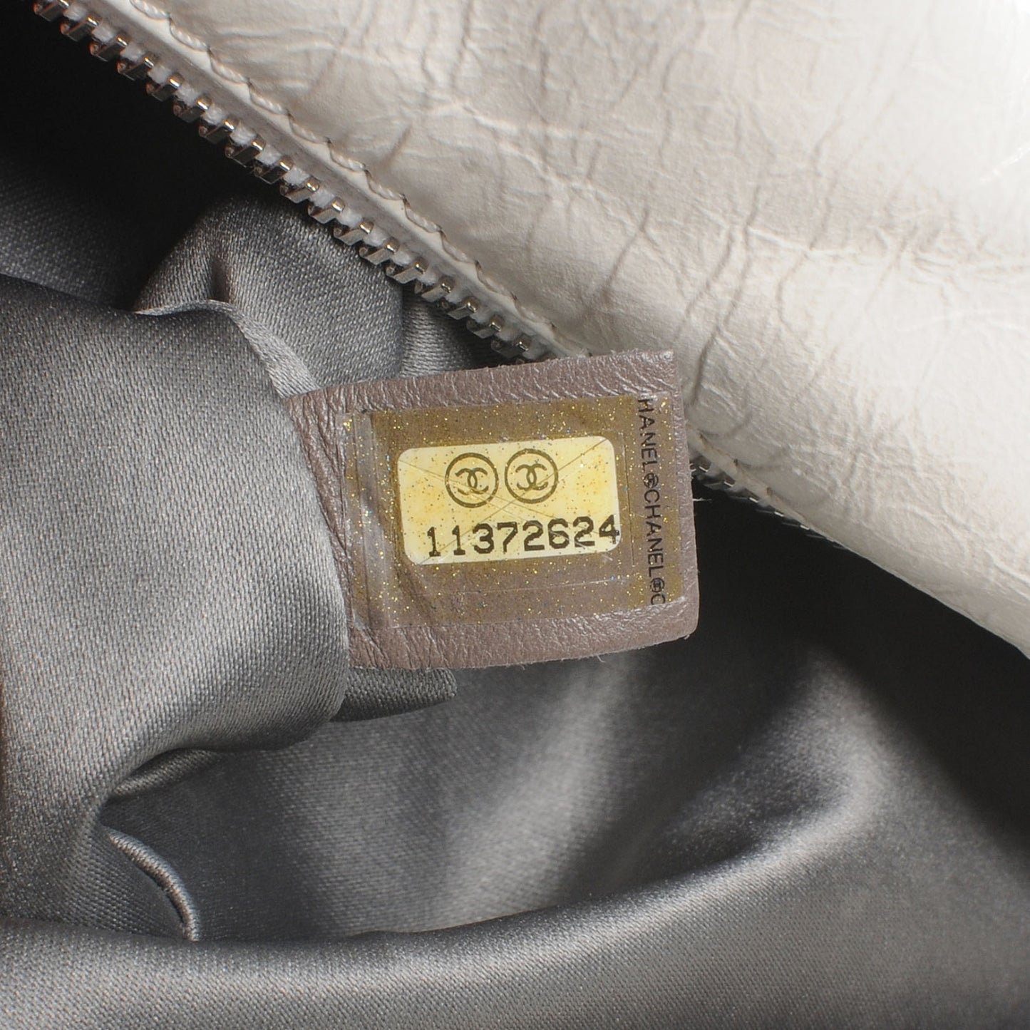 Lambskin Large Rock and Chain Hobo White