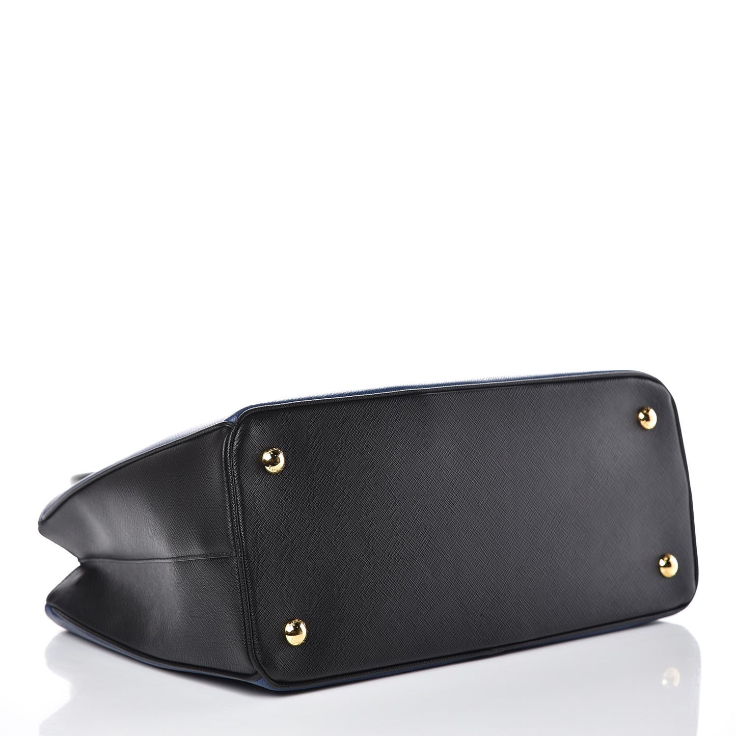 Saffiano Lux Bi-Color Medium Tote Bluette Black