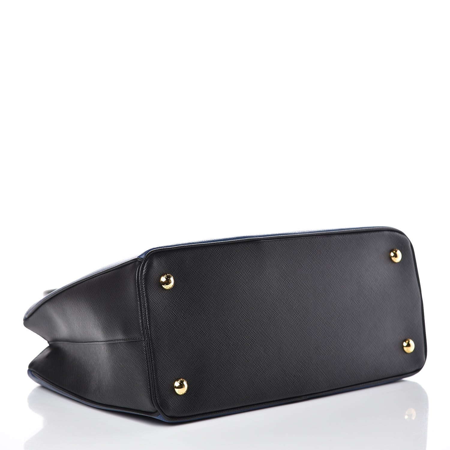 Prada Saffiano Lux Bi-Color Medium Tote Bluette Black 4 of 9