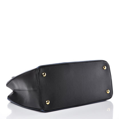 Prada Saffiano Lux Bi-Color Medium Tote Bluette Black 4 of 9