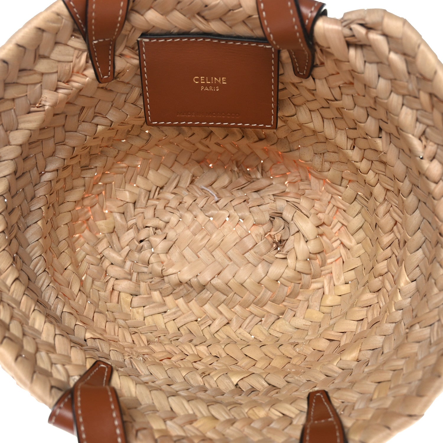 Celine Raffia Calfskin Triomphe Teen Panier Tan 5 of 8