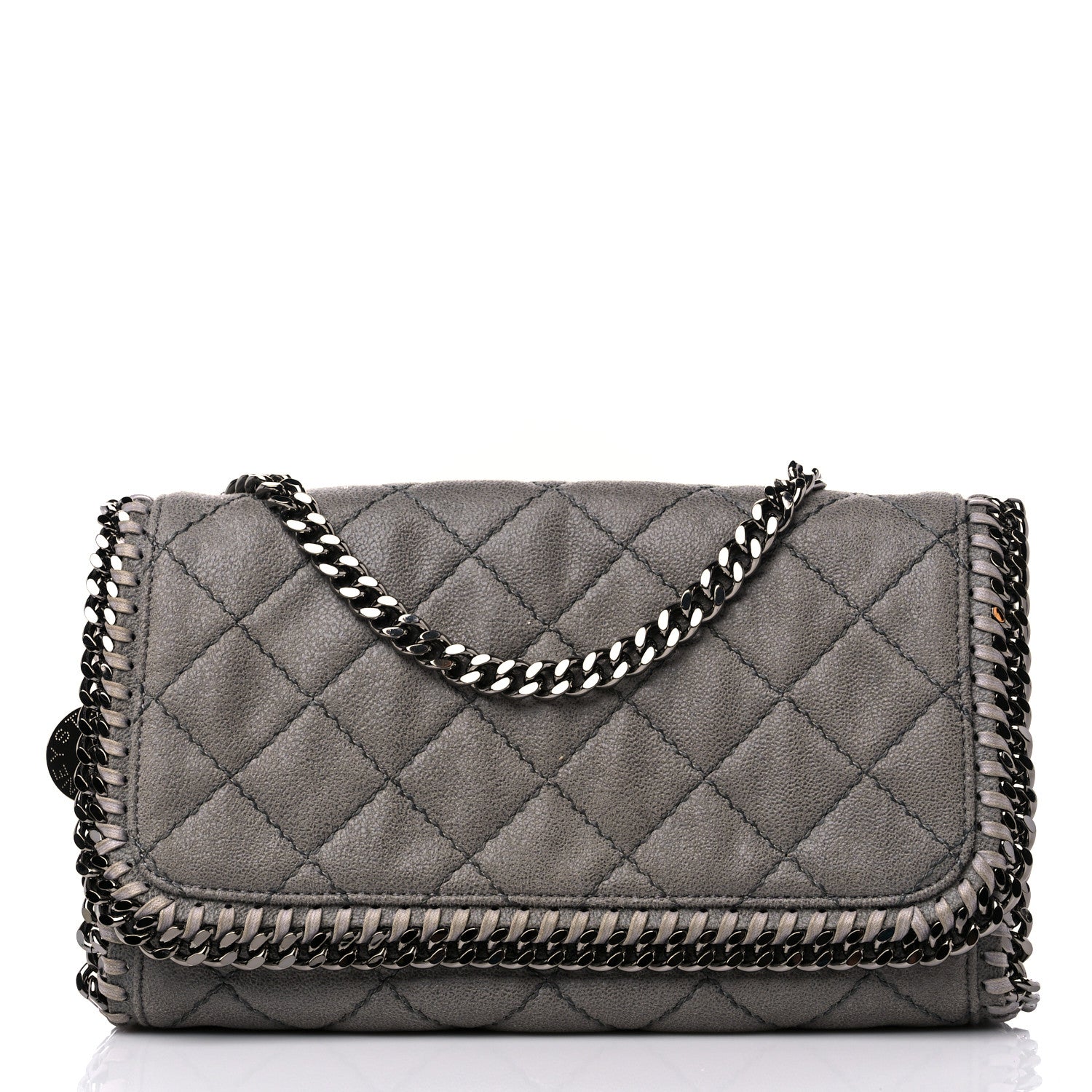 Stella McCartney Shaggy Deer Quilted Falabella Clutch Grey 1 of 8