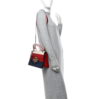 Gucci Calfskin Sylvie Web Small Queen Margaret Top Handle Bag Blue Agata Hibiscus Red Mystic White Sugar Pink 2 of 10