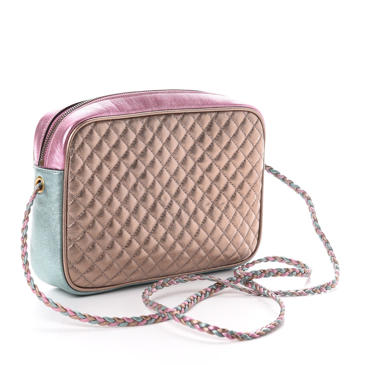 Laminated Nappa Trapuntata Small Zumi Shoulder Bag Rosa Lago Rame