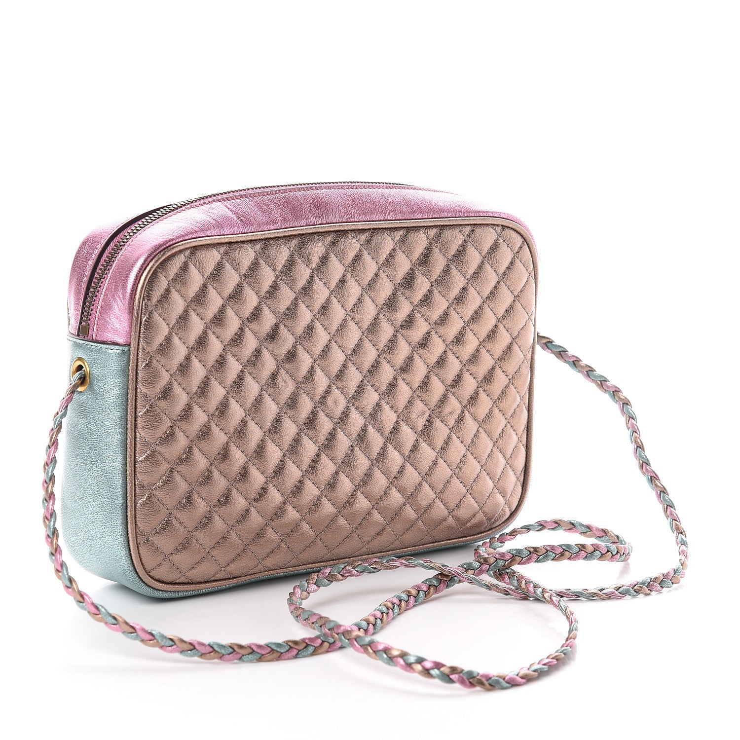 Gucci Laminated Nappa Trapuntata Small Zumi Shoulder Bag Rosa Lago Rame 2 of 8