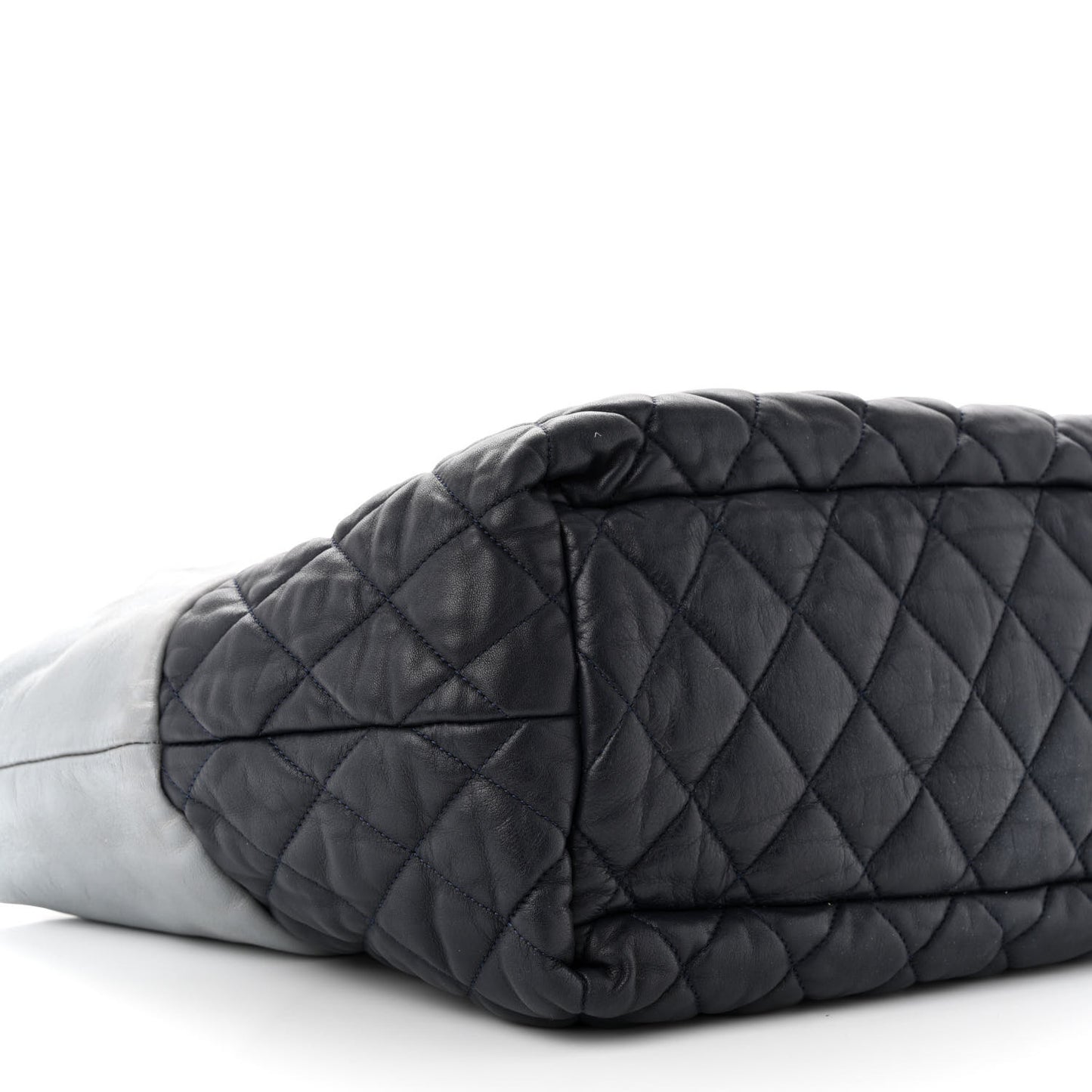 Metallic Lambskin Quilted Small Coco Cocoon Reversible Tote Light Grey