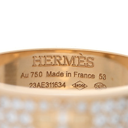 Hermes 18K Yellow Gold Diamond Pave Kelly Ring 53 6.25 4 of 5