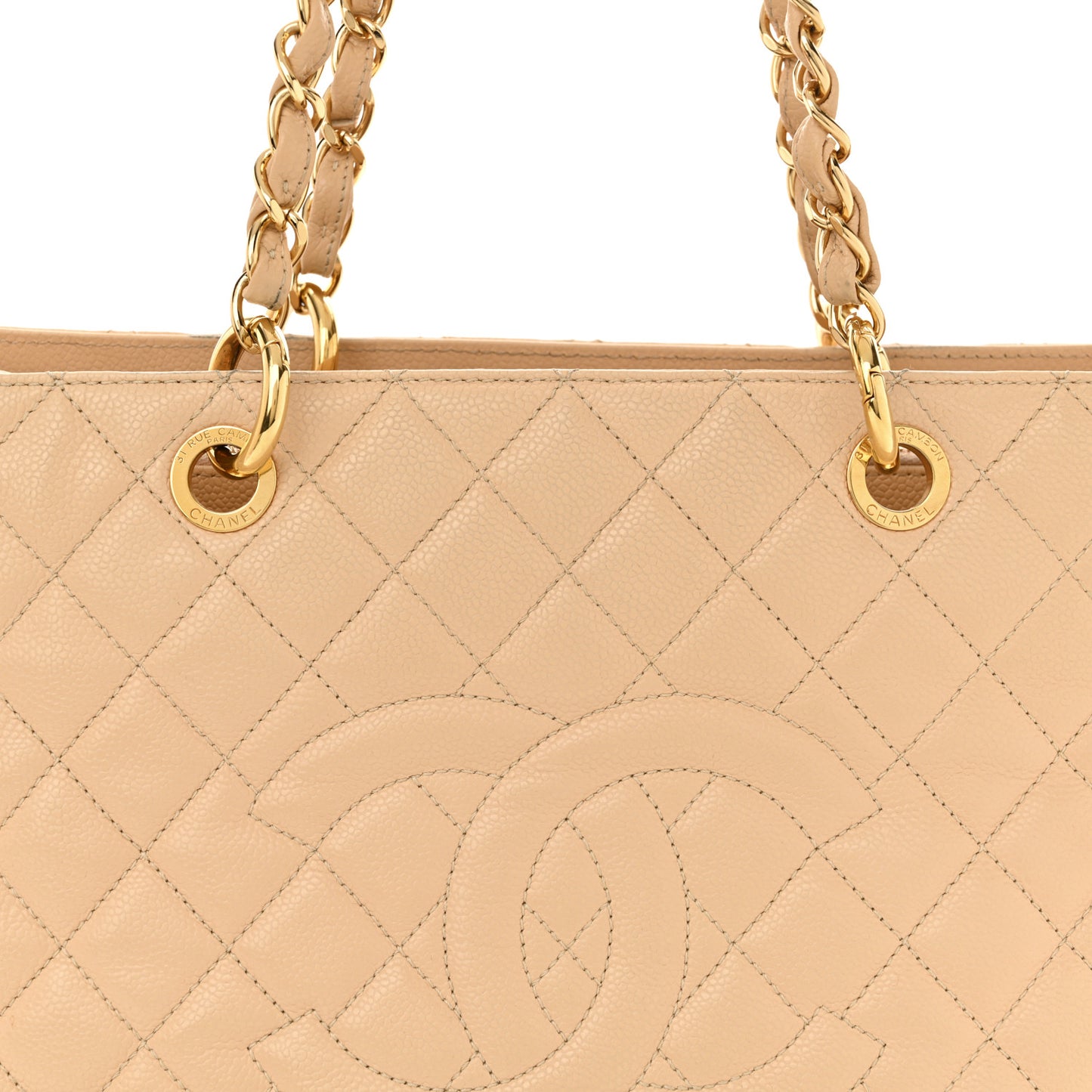 Caviar Quilted Grand Shopping Tote GST Beige Clair