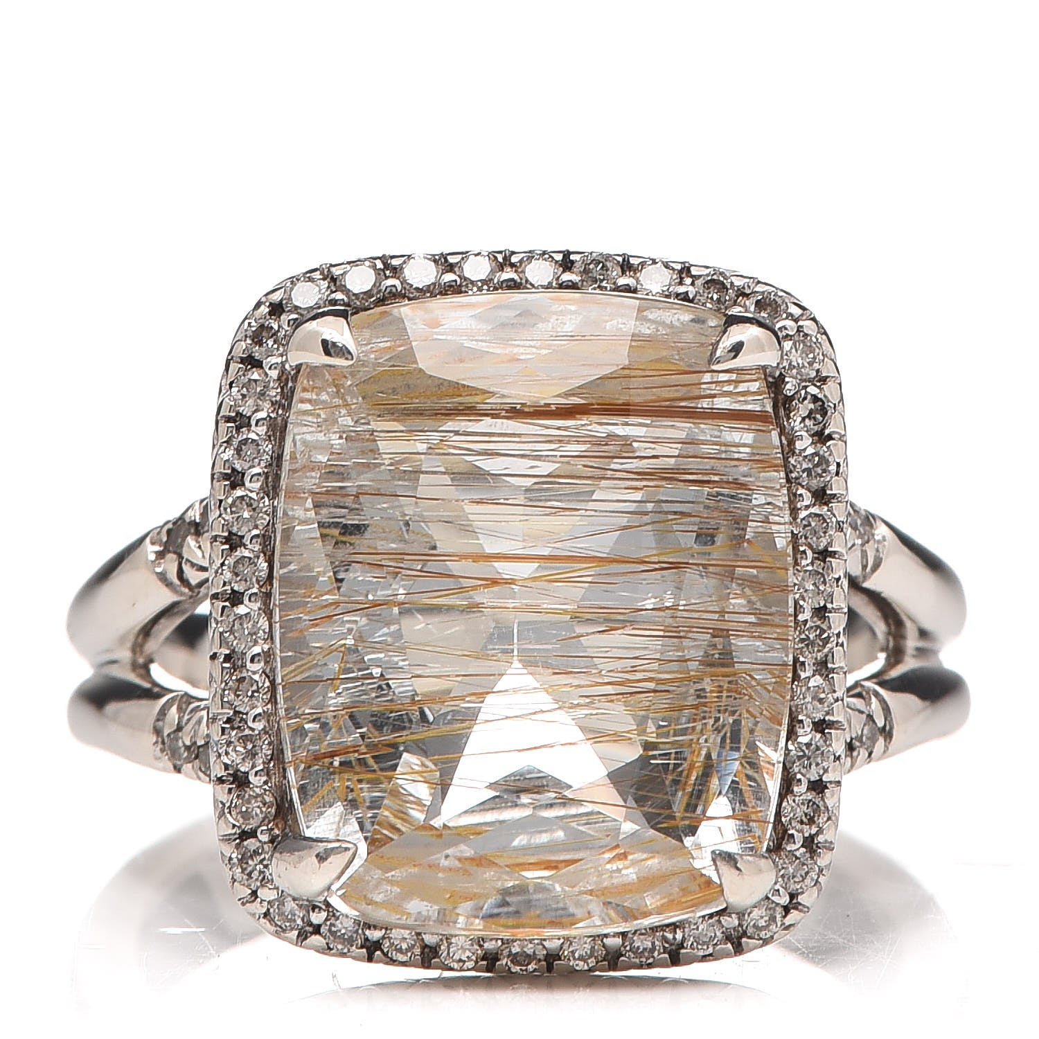 John Hardy JONH HARDY Sterling Silver Rutilated Topaz Diamond Classic Chain Ring 57 8 1 of 7