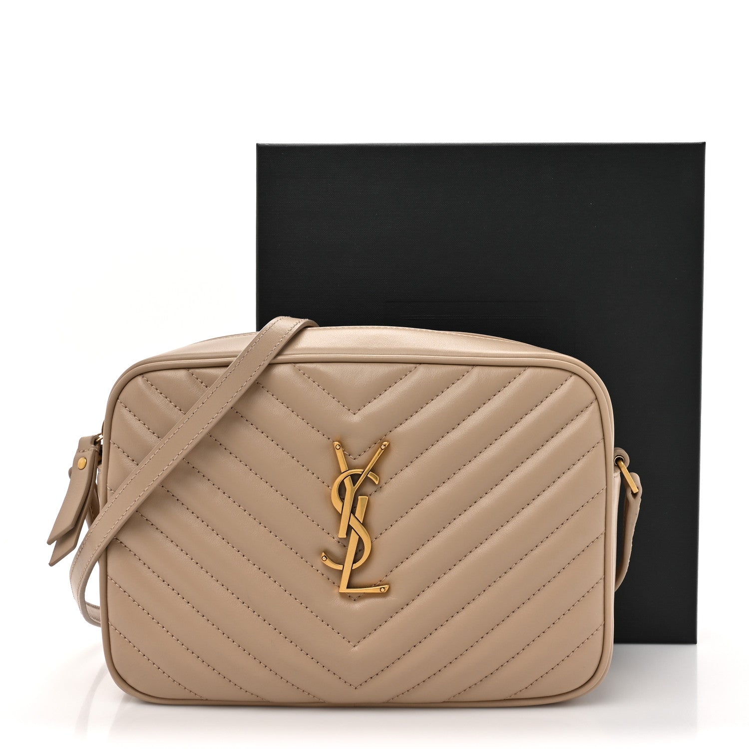 Saint Laurent Calfskin Matelasse Monogram Lou Camera Bag Dark Beige 12 of 12