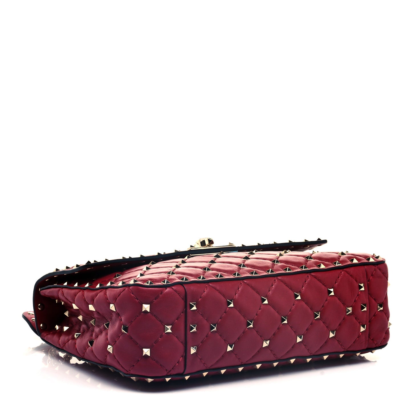 Nappa Medium Rockstud Spike Shoulder Bag Rubino
