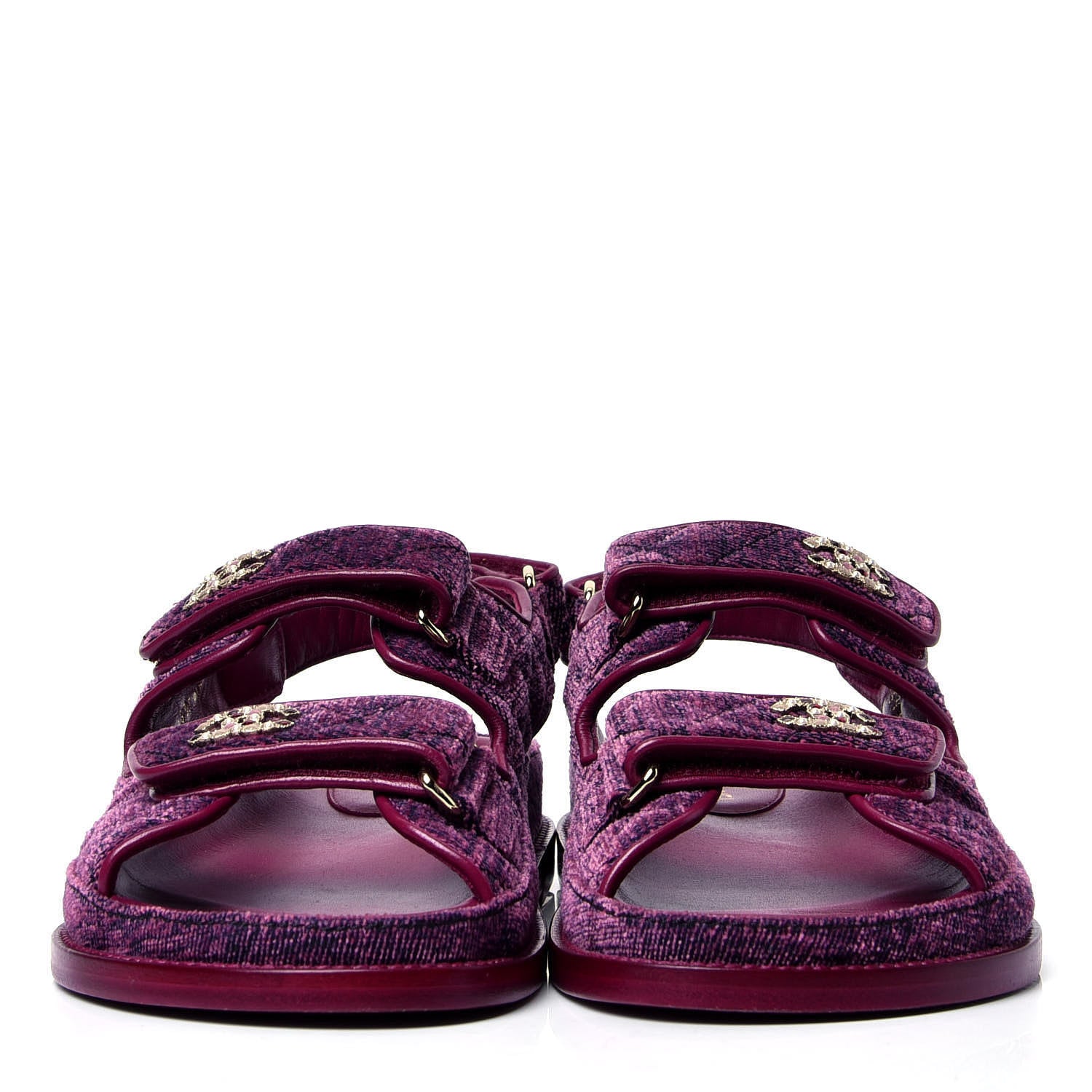 Chanel Velvet Velcro Dad Sandals 38 Pink 2 of 6