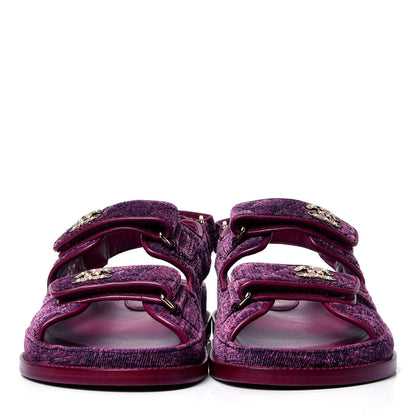 Chanel Velvet Velcro Dad Sandals 38 Pink 2 of 6