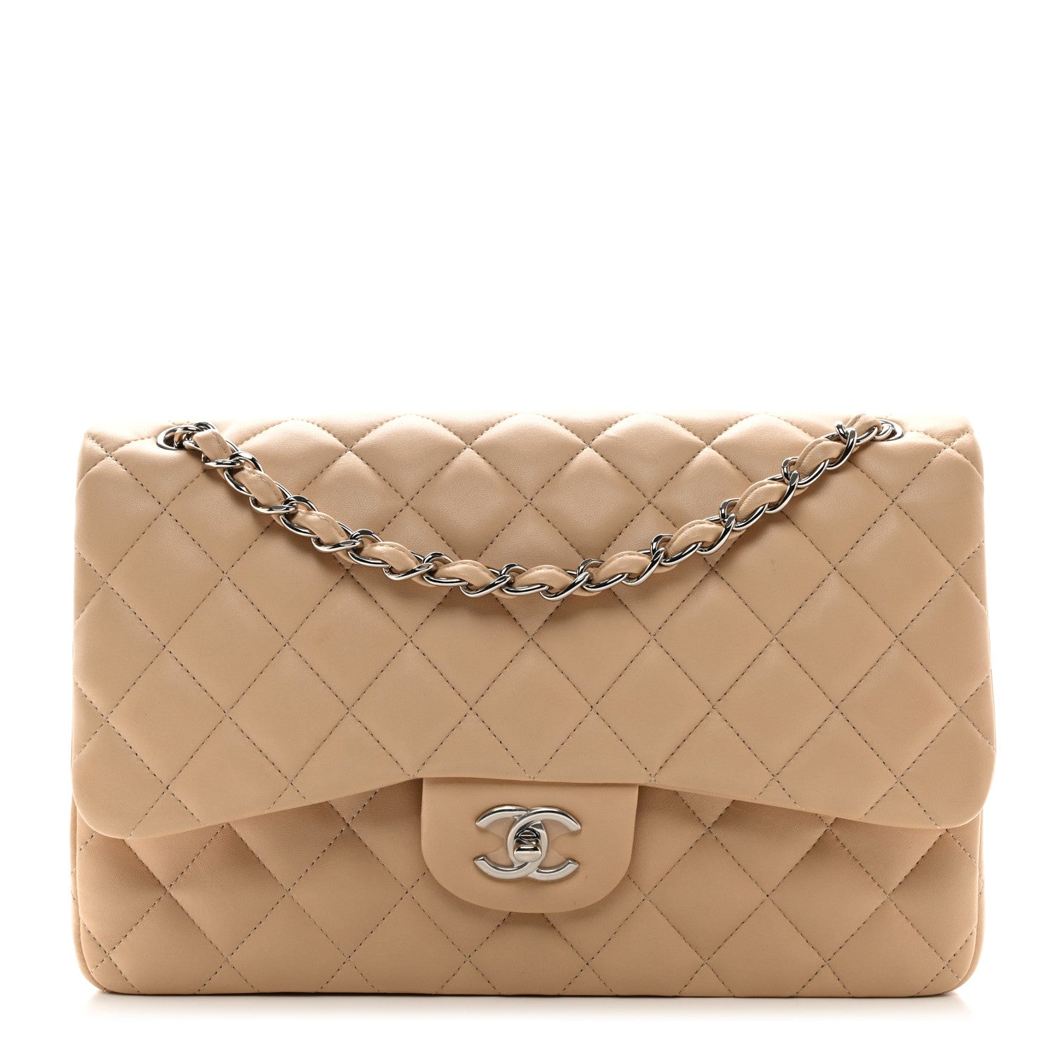 Chanel Lambskin Quilted Jumbo Double Flap Beige 1 of 12