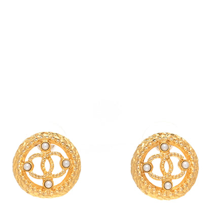 Chanel Pearl CC Round Rope Earrings Gold 1 of 5