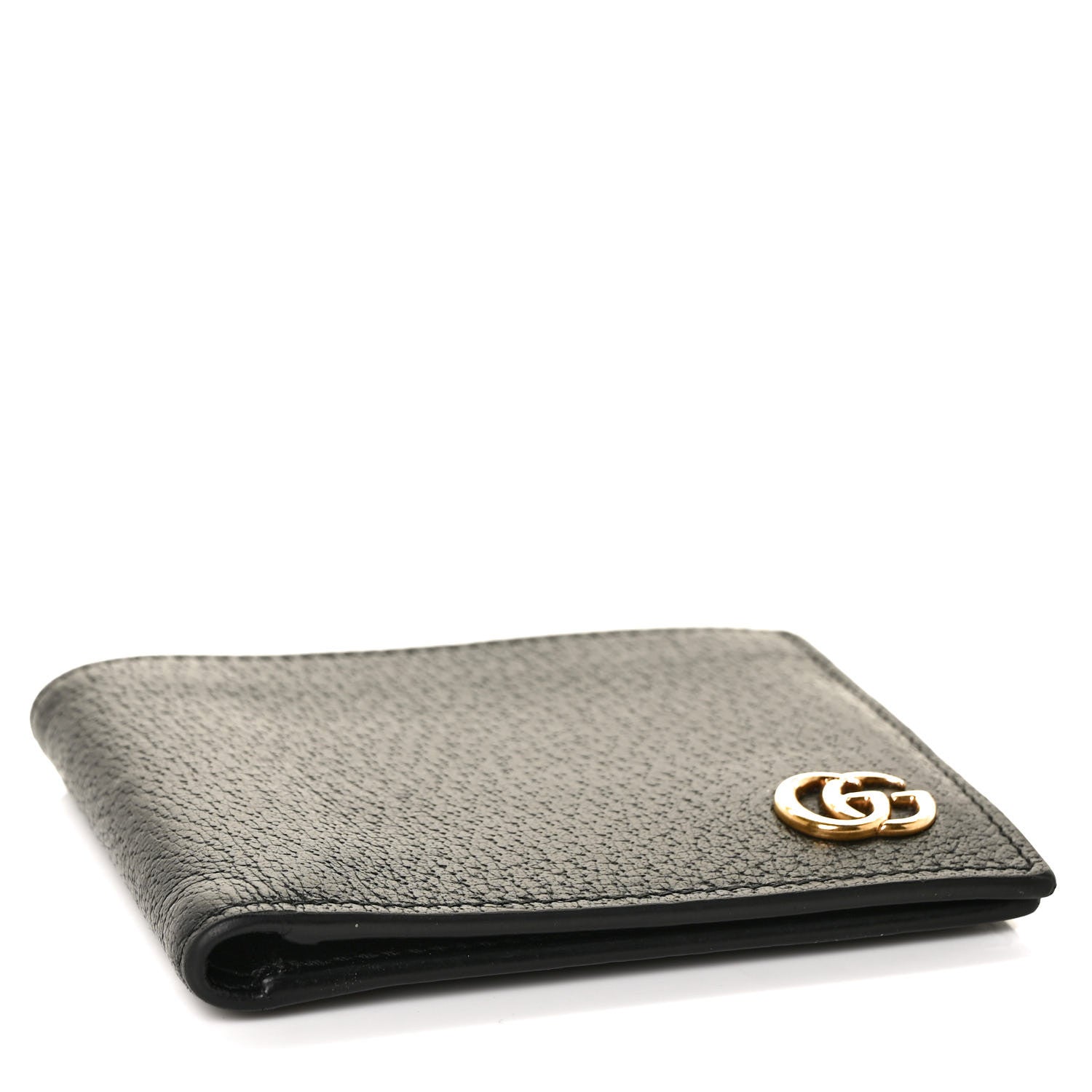 Gucci Calfskin Boar Effect GG Marmont Bi-Fold Wallet Black 4 of 8