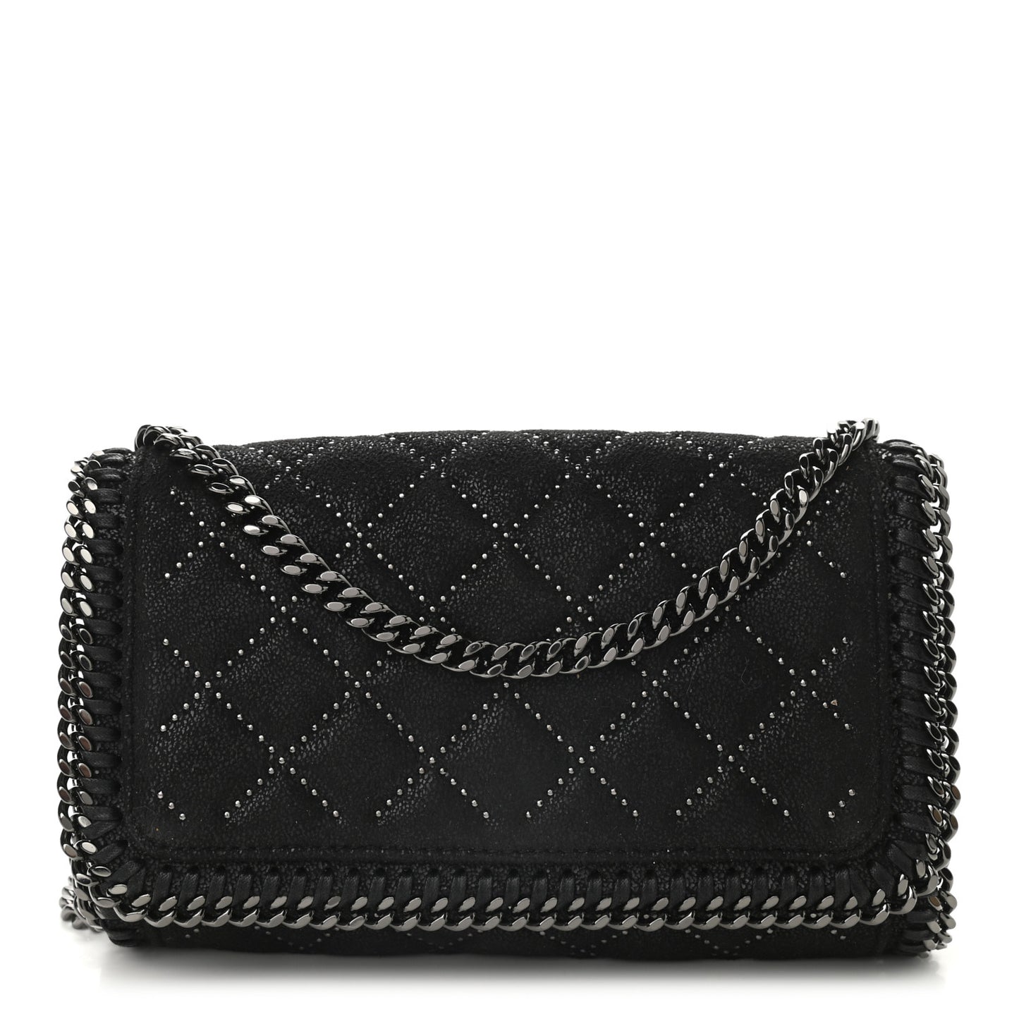 Shaggy Deer Quilted Studded Falabella Crossbody Black
