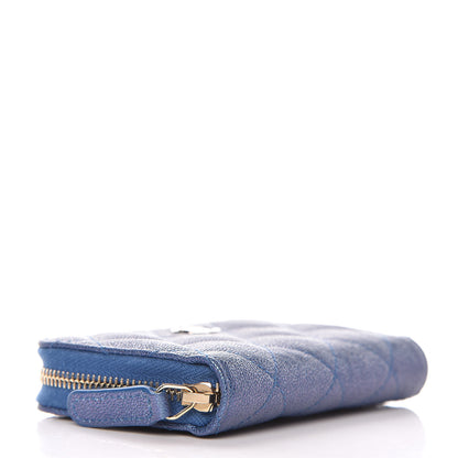 Chanel Metallic Caviar Quilted Zip Coin Purse Dark Blue 4 of 8