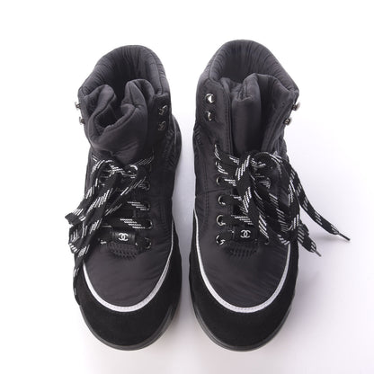 Chanel Fabric Suede Womens CC Sneakers 37.5 Black 6 of 10