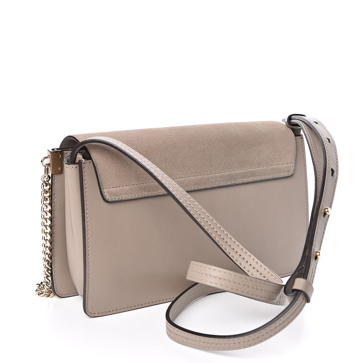 Suede Calfskin Small Faye Shoulder Bag Motty Grey