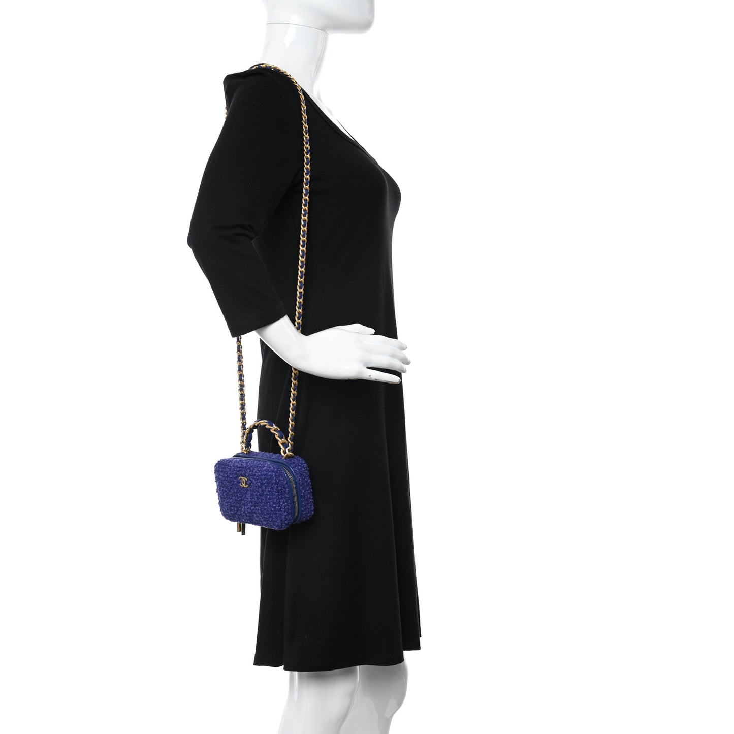 Tweed Top Handle Vanity Case Purple