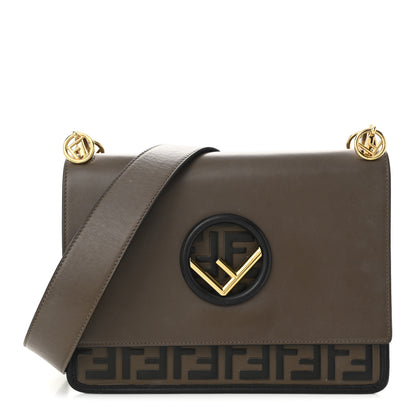 Fendi Vitello Century F is Fendi Bi-Color FF 1974 Embossed Kan I Shoulder Bag Maya Black 1 of 11